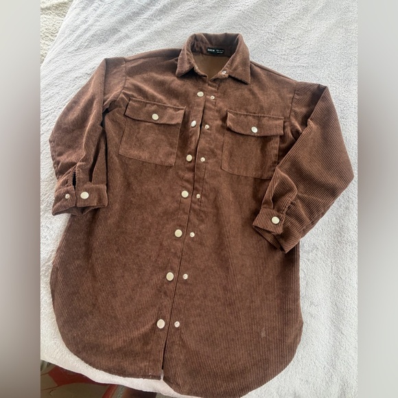 Zara Tops - Brown Corduroy Button-Front Shirt Size S M
